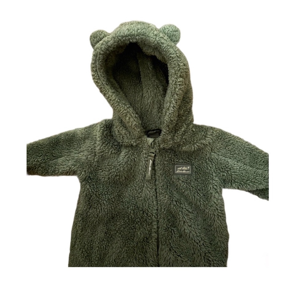 Eddie Bauer Olive Green Hooded Onesie Sz 3-6 Months